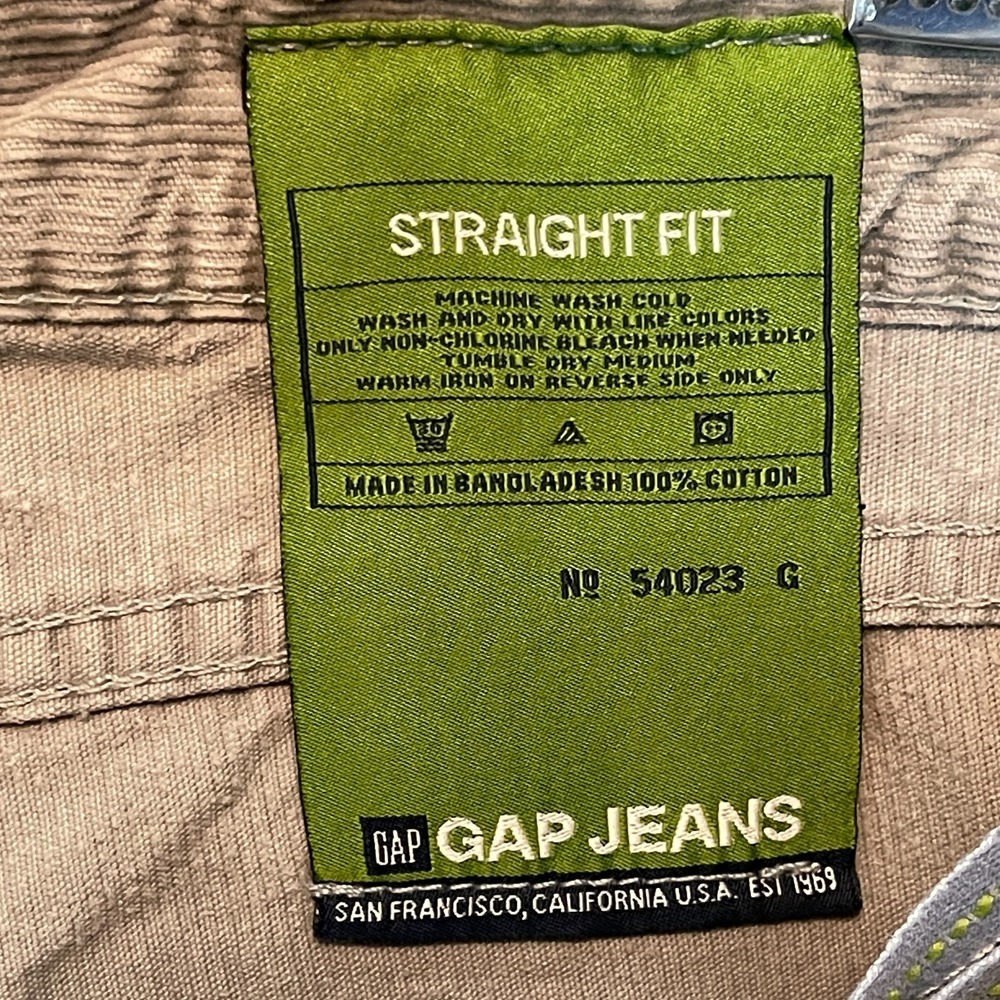 Vtg Gap 1969 Men Corduroy Straight 5 Pocket Jean 38x32 Relaxed Neutral Y2K Skate - Picture 6 of 12